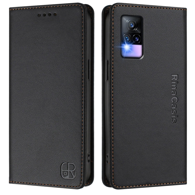For vivo V20 / V21e 4G / Y73 2021 RC01 Dual-Folded Magnetic Suction RFID Leather Phone Case