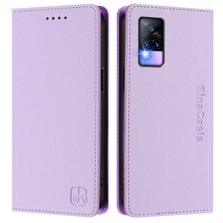 For vivo V20 / V21e 4G / Y73 2021 RC01 Dual-Folded Magnetic Suction RFID Leather Phone Case
