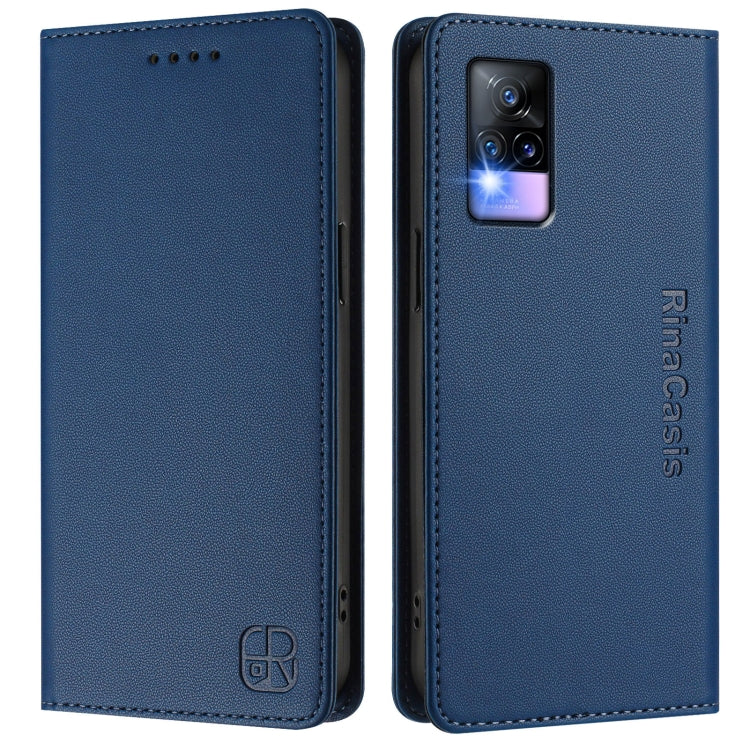 For vivo V20 / V21e 4G / Y73 2021 RC01 Dual-Folded Magnetic Suction RFID Leather Phone Case