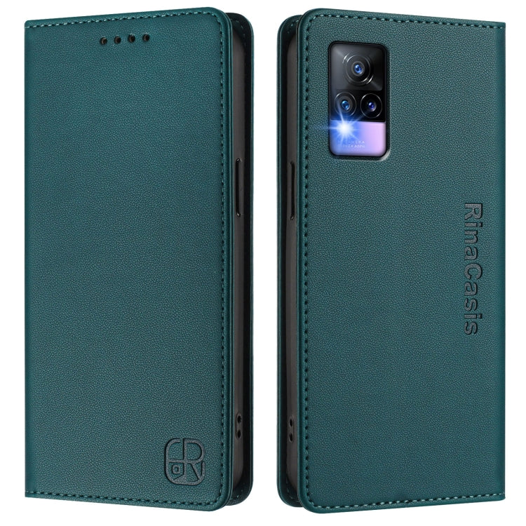 For vivo V20 / V21e 4G / Y73 2021 RC01 Dual-Folded Magnetic Suction RFID Leather Phone Case