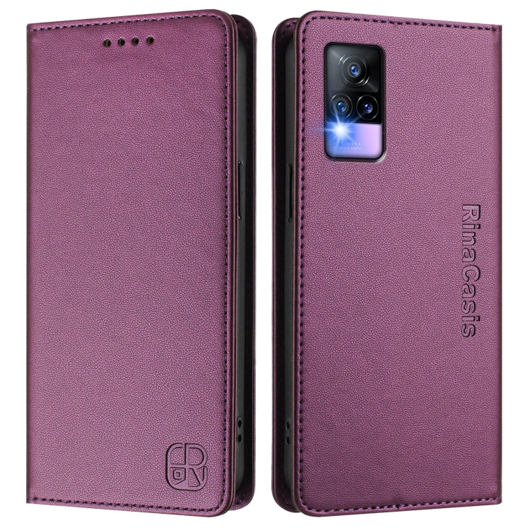For vivo V20 / V21e 4G / Y73 2021 RC01 Dual-Folded Magnetic Suction RFID Leather Phone Case