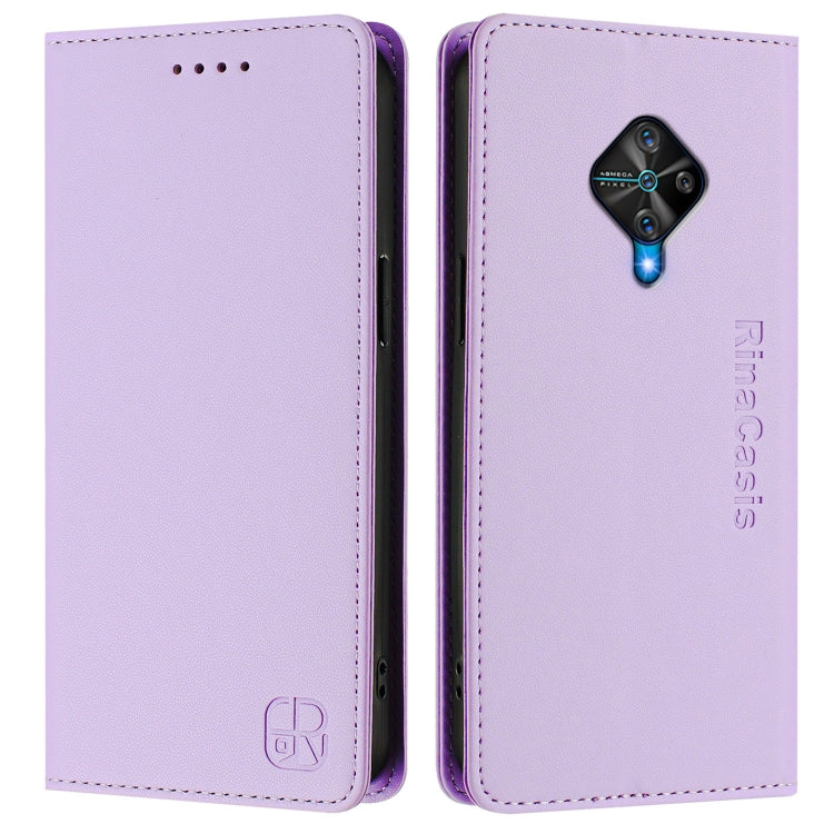 For vivo Y31 4G 2021 India / Y53s RC01 Dual-Folded Magnetic Suction RFID Leather Phone Case