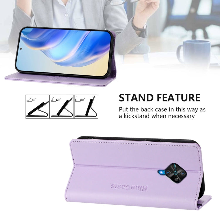 For vivo Y31 4G 2021 India / Y53s RC01 Dual-Folded Magnetic Suction RFID Leather Phone Case