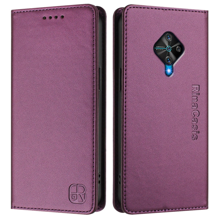 For vivo Y31 4G 2021 India / Y53s RC01 Dual-Folded Magnetic Suction RFID Leather Phone Case