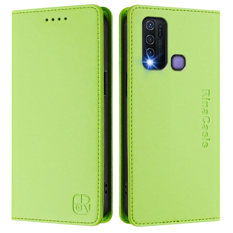 For vivo Y30 4G Global RC01 Dual-Folded Magnetic Suction RFID Leather Phone Case