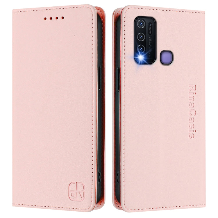 For vivo Y30 4G Global RC01 Dual-Folded Magnetic Suction RFID Leather Phone Case