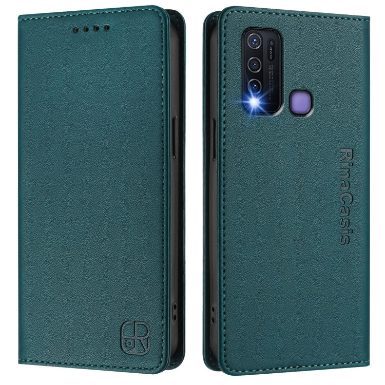 For vivo Y30 4G Global RC01 Dual-Folded Magnetic Suction RFID Leather Phone Case