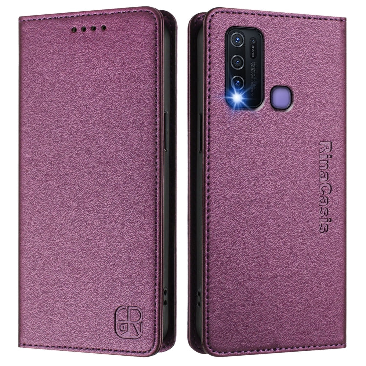 For vivo Y30 4G Global RC01 Dual-Folded Magnetic Suction RFID Leather Phone Case
