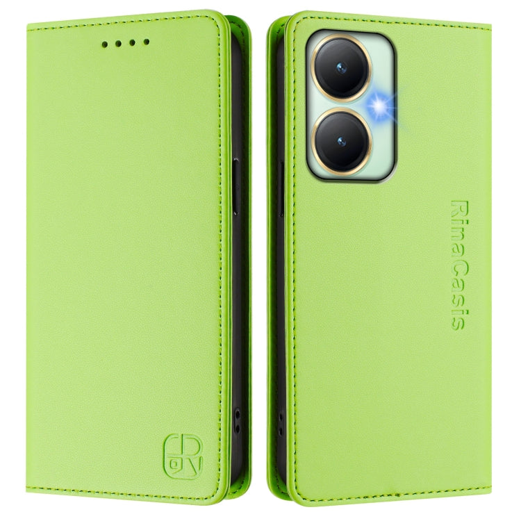 For vivo Y27 4G 2023 Global RC01 Dual-Folded Magnetic Suction RFID Leather Phone Case