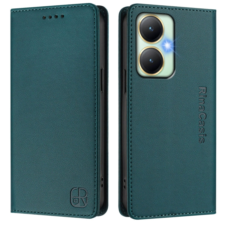 For vivo Y27 4G 2023 Global RC01 Dual-Folded Magnetic Suction RFID Leather Phone Case