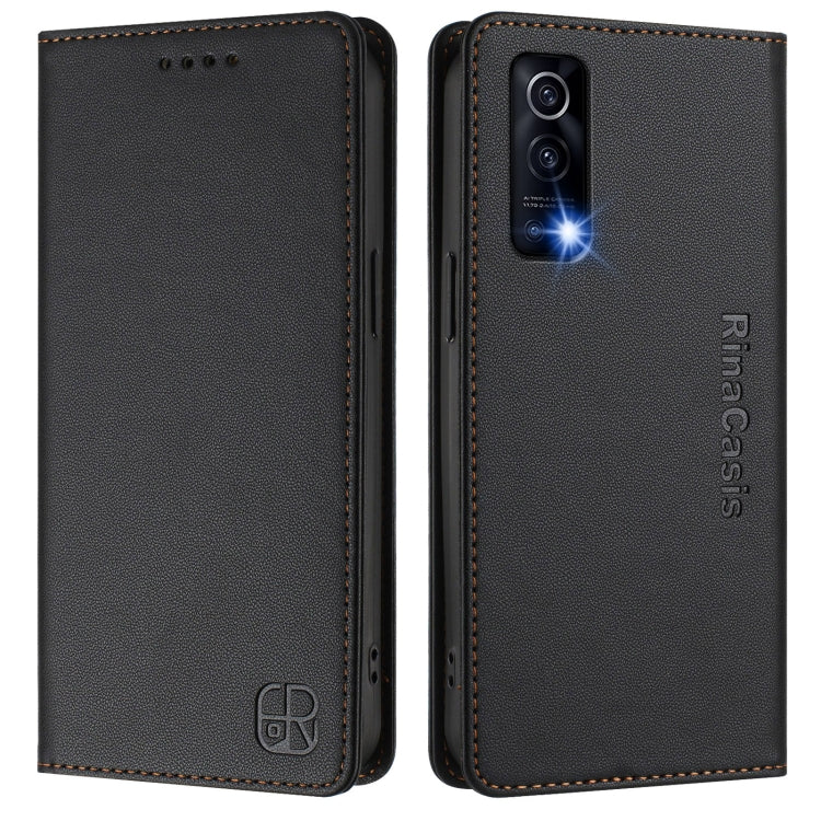 For vivo Y72 5G / iQOO Z3 / Y52 5G RC01 Dual-Folded Magnetic Suction RFID Leather Phone Case