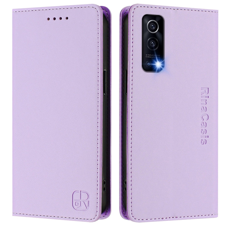 For vivo Y72 5G / iQOO Z3 / Y52 5G RC01 Dual-Folded Magnetic Suction RFID Leather Phone Case
