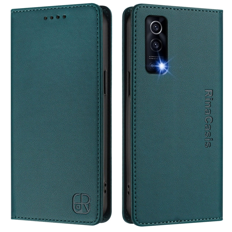 For vivo Y72 5G / iQOO Z3 / Y52 5G RC01 Dual-Folded Magnetic Suction RFID Leather Phone Case