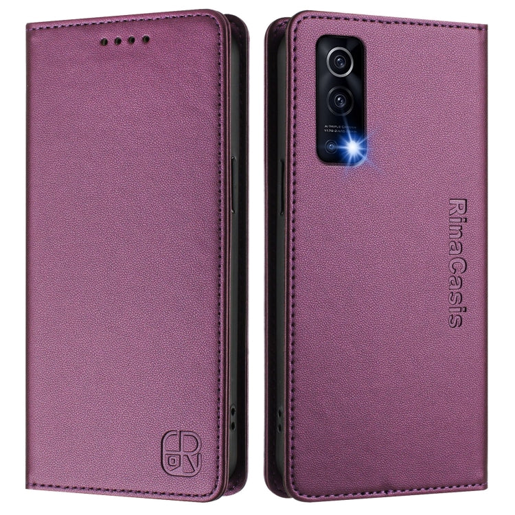For vivo Y72 5G / iQOO Z3 / Y52 5G RC01 Dual-Folded Magnetic Suction RFID Leather Phone Case