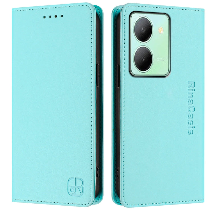 For vivo Y36 4G / 5G Global RC01 Dual-Folded Magnetic Suction RFID Leather Phone Case