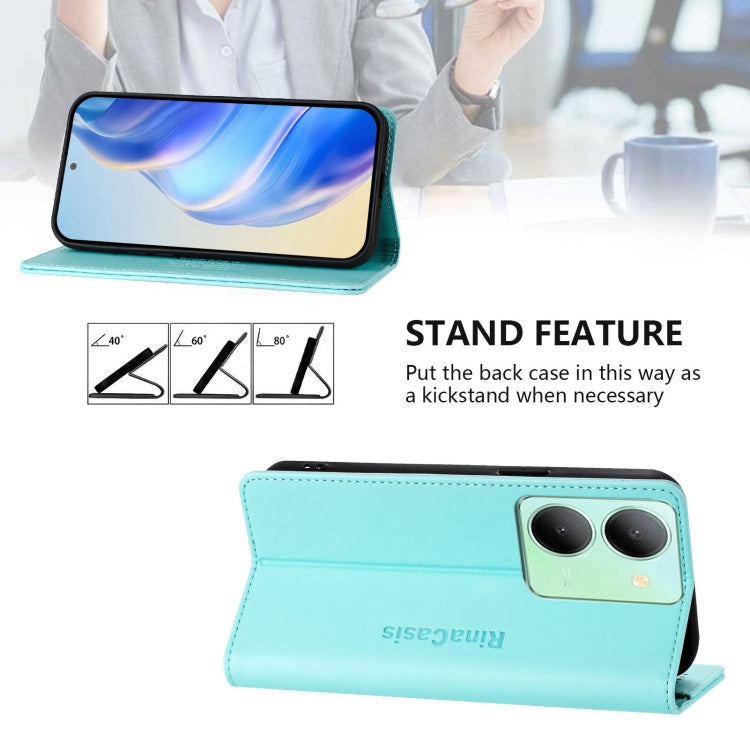 For vivo Y36 4G / 5G Global RC01 Dual-Folded Magnetic Suction RFID Leather Phone Case
