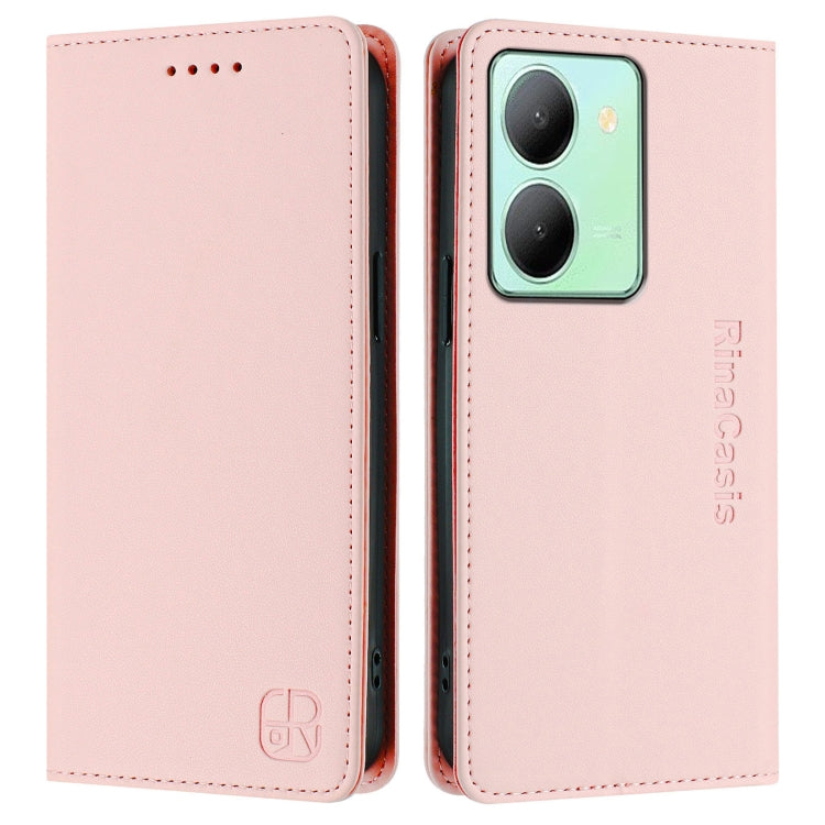 For vivo Y36 4G / 5G Global RC01 Dual-Folded Magnetic Suction RFID Leather Phone Case