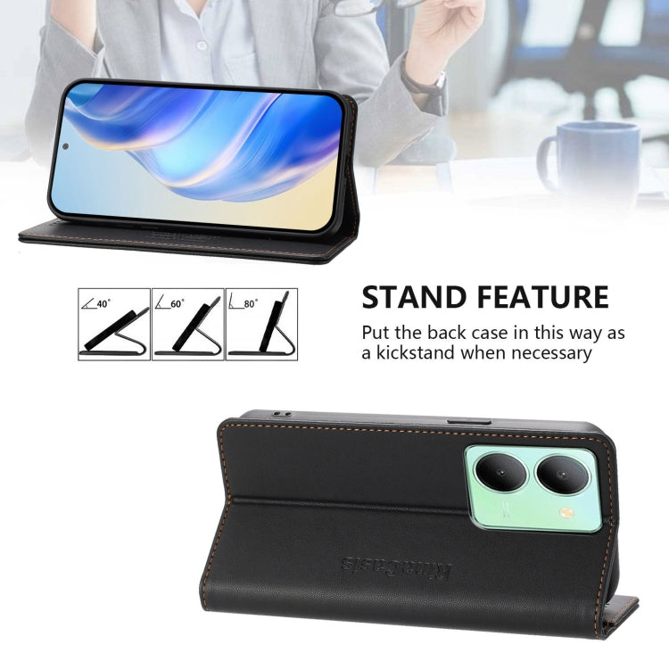 For vivo Y36 4G / 5G Global RC01 Dual-Folded Magnetic Suction RFID Leather Phone Case