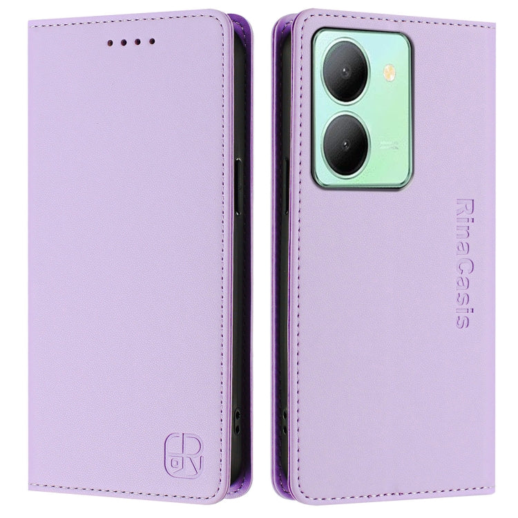 For vivo Y36 4G / 5G Global RC01 Dual-Folded Magnetic Suction RFID Leather Phone Case