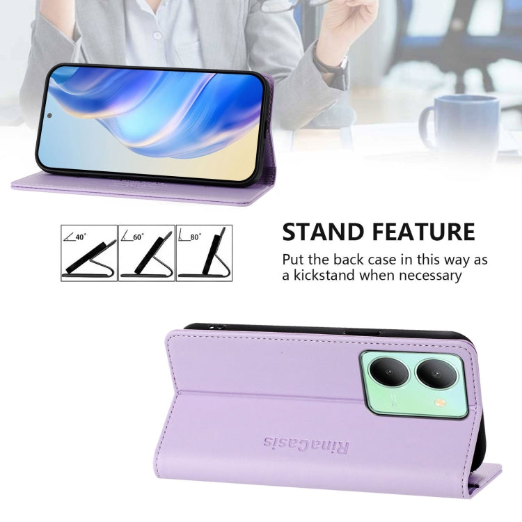 For vivo Y36 4G / 5G Global RC01 Dual-Folded Magnetic Suction RFID Leather Phone Case