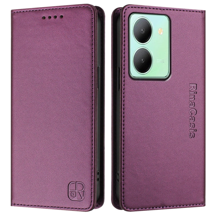For vivo Y36 4G / 5G Global RC01 Dual-Folded Magnetic Suction RFID Leather Phone Case