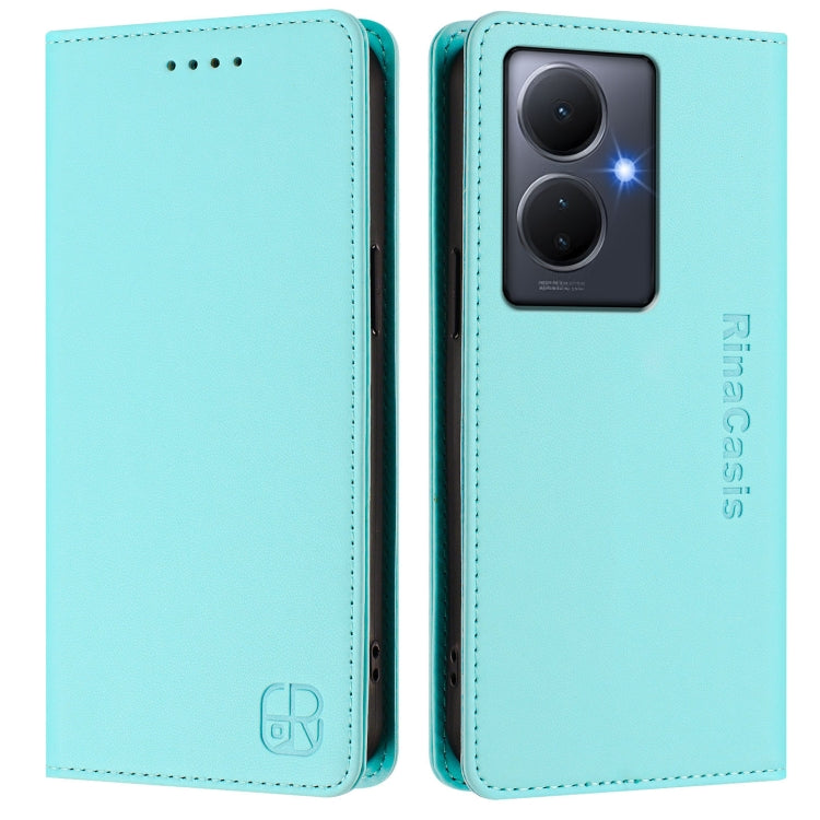 For vivo Y78+ 5G / Y78 5G Global RC01 Dual-Folded Magnetic Suction RFID Leather Phone Case