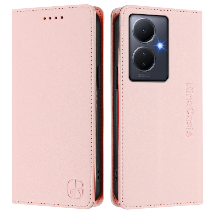 For vivo Y78+ 5G / Y78 5G Global RC01 Dual-Folded Magnetic Suction RFID Leather Phone Case