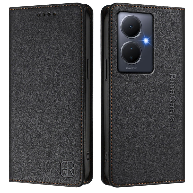 For vivo Y78+ 5G / Y78 5G Global RC01 Dual-Folded Magnetic Suction RFID Leather Phone Case