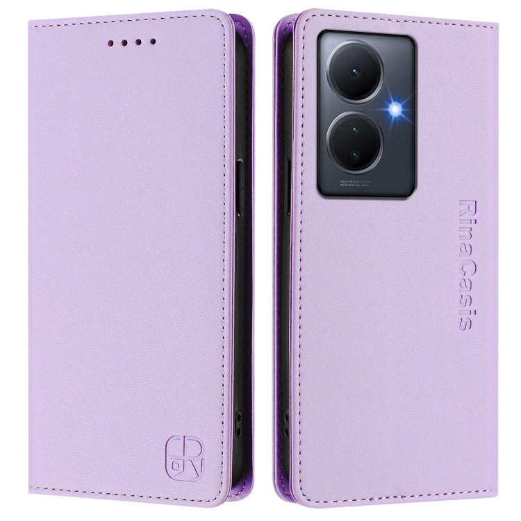 For vivo Y78+ 5G / Y78 5G Global RC01 Dual-Folded Magnetic Suction RFID Leather Phone Case