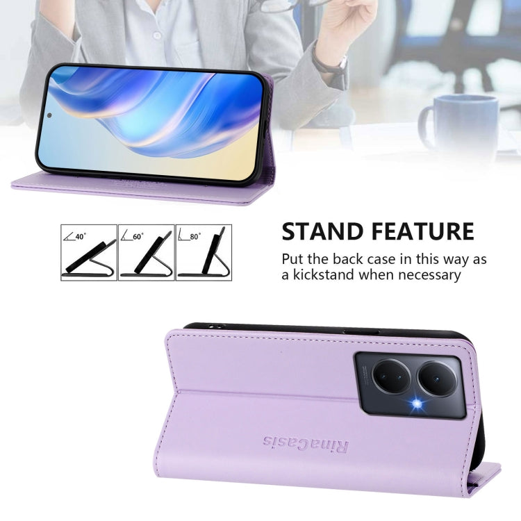 For vivo Y78+ 5G / Y78 5G Global RC01 Dual-Folded Magnetic Suction RFID Leather Phone Case