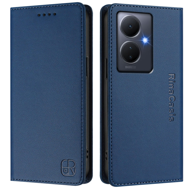 For vivo Y78+ 5G / Y78 5G Global RC01 Dual-Folded Magnetic Suction RFID Leather Phone Case