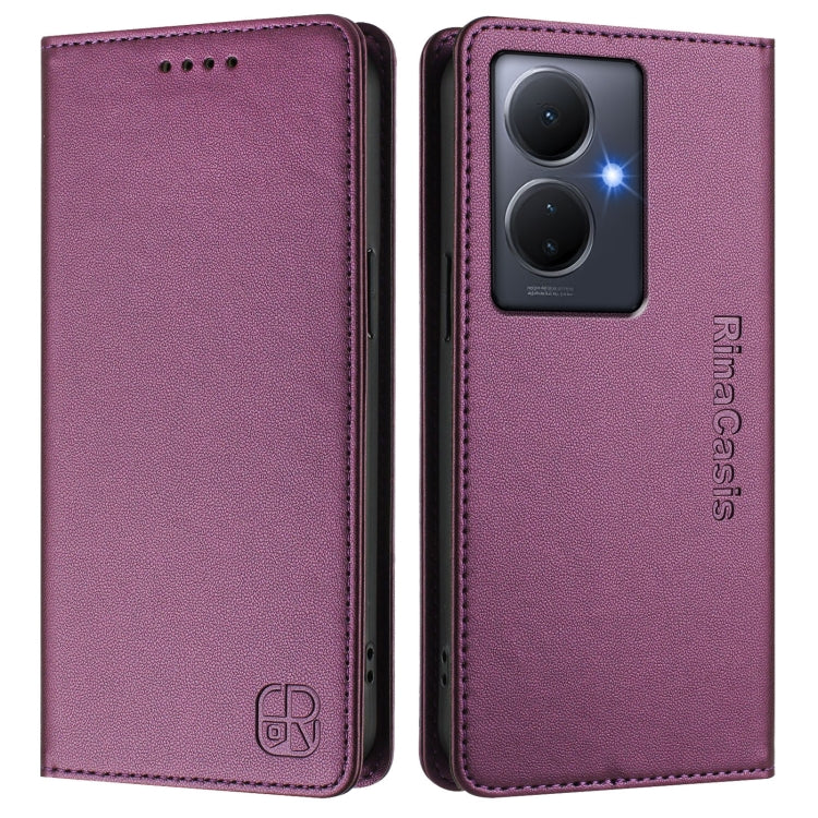 For vivo Y78+ 5G / Y78 5G Global RC01 Dual-Folded Magnetic Suction RFID Leather Phone Case