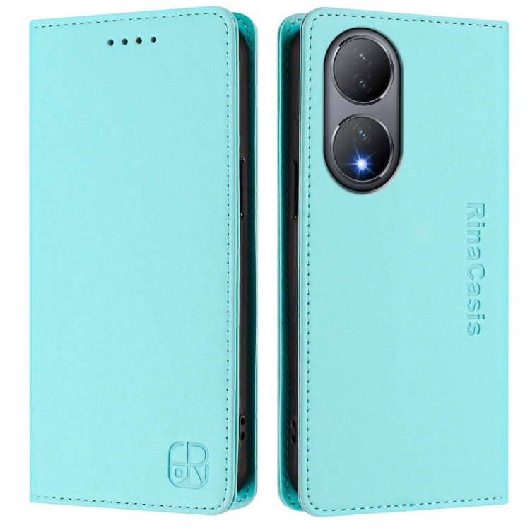 For vivo Y100 5G Global RC01 Dual-Folded Magnetic Suction RFID Leather Phone Case