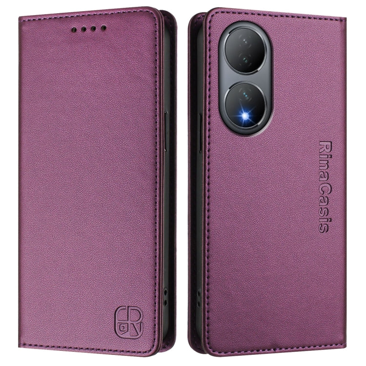 For vivo Y100 5G Global RC01 Dual-Folded Magnetic Suction RFID Leather Phone Case