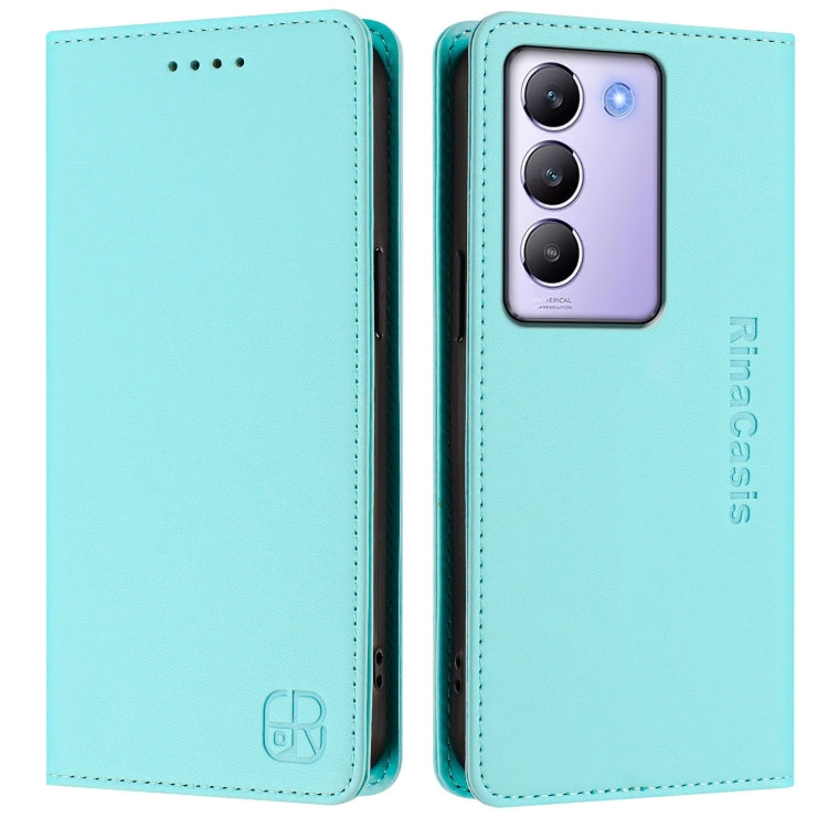 For vivo Y100 5G IDN / Y200e 5G RC01 Dual-Folded Magnetic Suction RFID Leather Phone Case