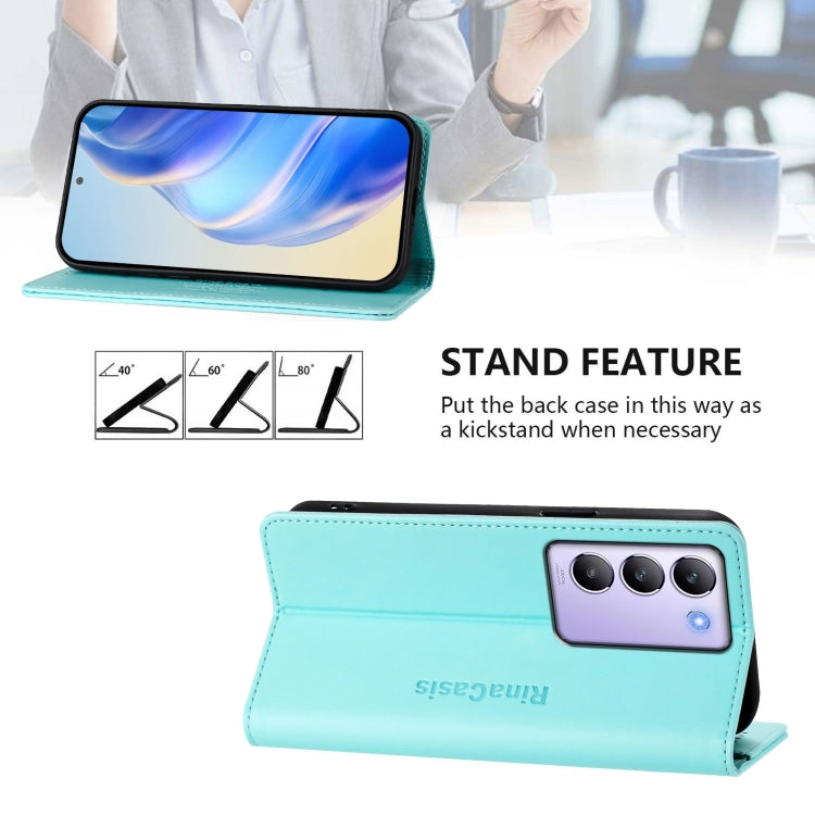 For vivo Y100 5G IDN / Y200e 5G RC01 Dual-Folded Magnetic Suction RFID Leather Phone Case