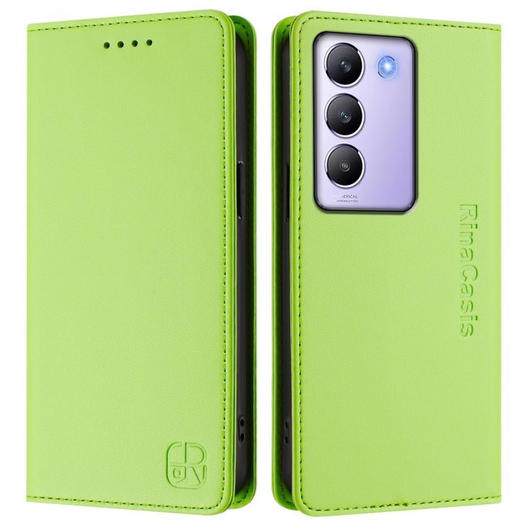 For vivo Y100 5G IDN / Y200e 5G RC01 Dual-Folded Magnetic Suction RFID Leather Phone Case