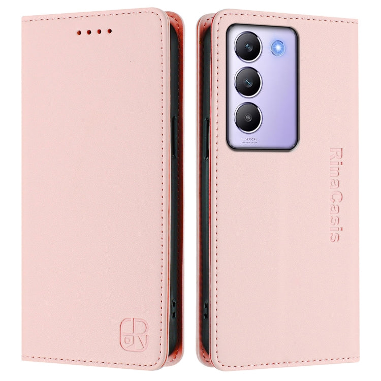 For vivo Y100 5G IDN / Y200e 5G RC01 Dual-Folded Magnetic Suction RFID Leather Phone Case