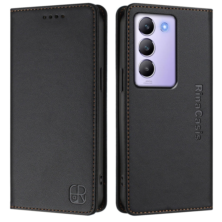 For vivo Y100 5G IDN / Y200e 5G RC01 Dual-Folded Magnetic Suction RFID Leather Phone Case