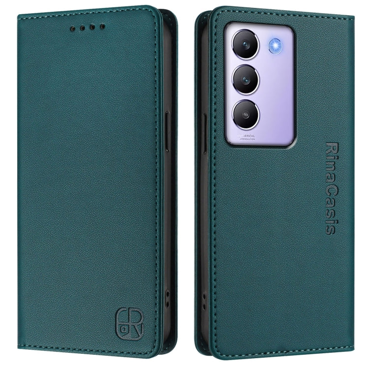 For vivo Y100 5G IDN / Y200e 5G RC01 Dual-Folded Magnetic Suction RFID Leather Phone Case