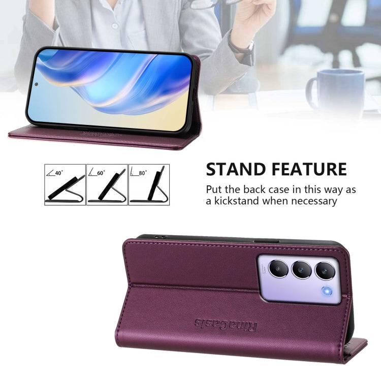 For vivo Y100 5G IDN / Y200e 5G RC01 Dual-Folded Magnetic Suction RFID Leather Phone Case