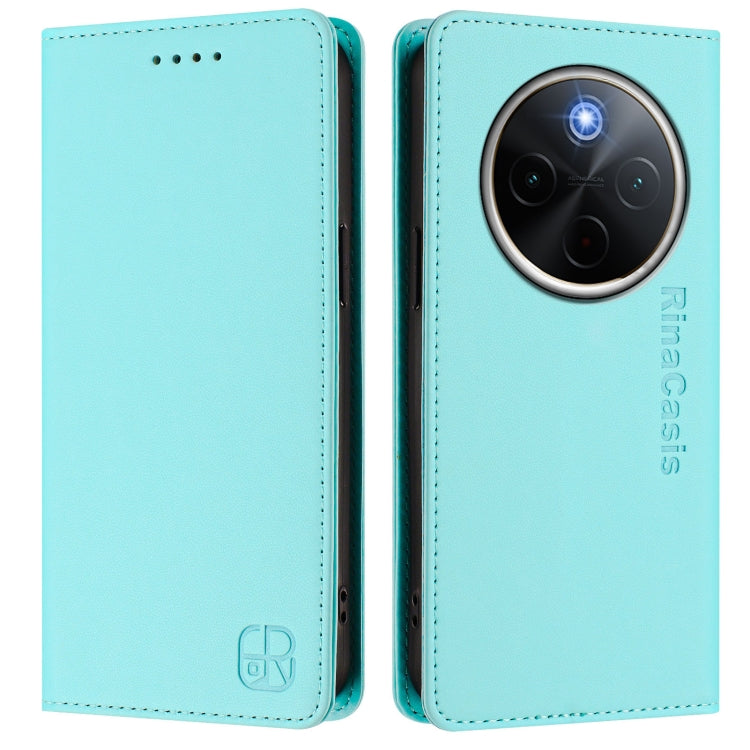 For vivo Y300 Pro RC01 Dual-Folded Magnetic Suction RFID Leather Phone Case