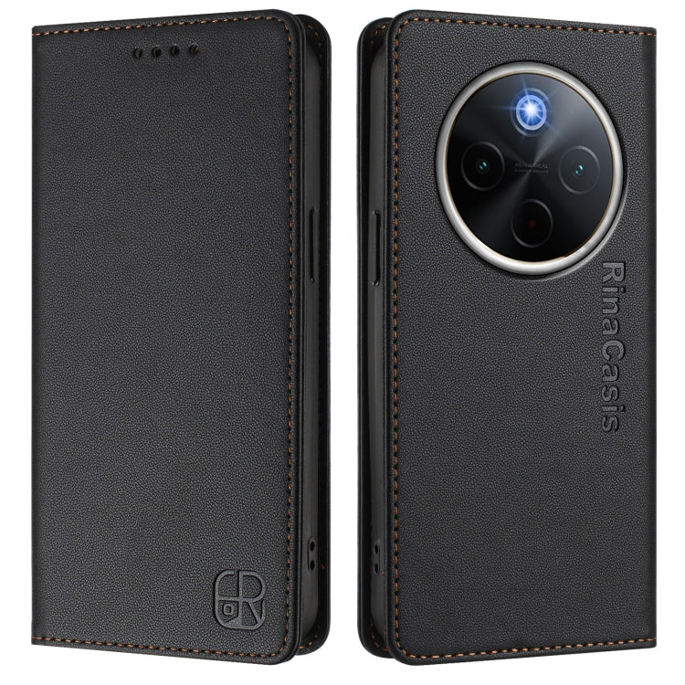 For vivo Y300 Pro RC01 Dual-Folded Magnetic Suction RFID Leather Phone Case