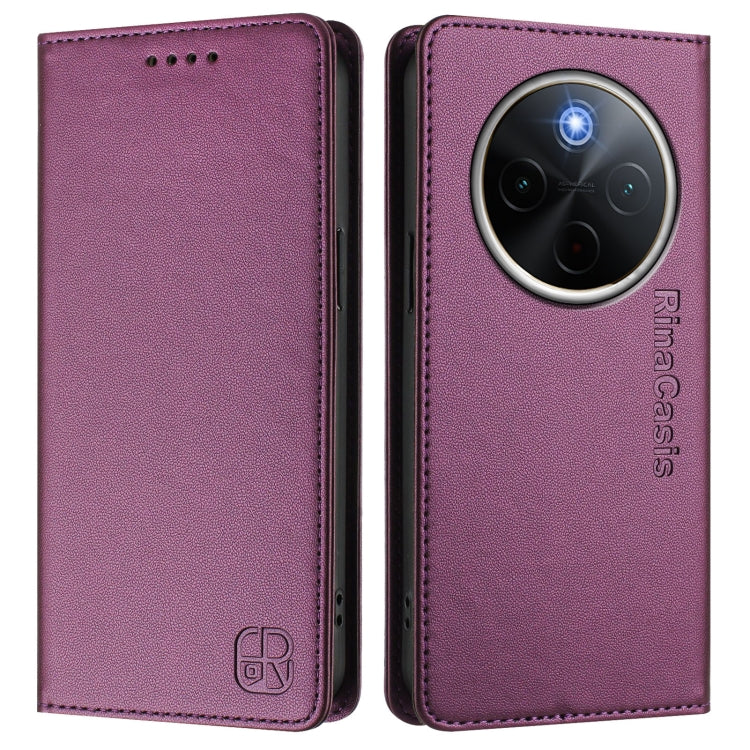 For vivo Y300 Pro RC01 Dual-Folded Magnetic Suction RFID Leather Phone Case