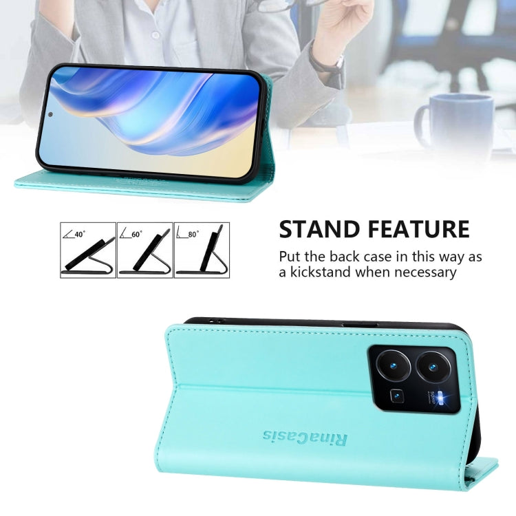 For vivo Y35 4G / Y22 4G / Y77 5G RC01 Dual-Folded Magnetic Suction RFID Leather Phone Case