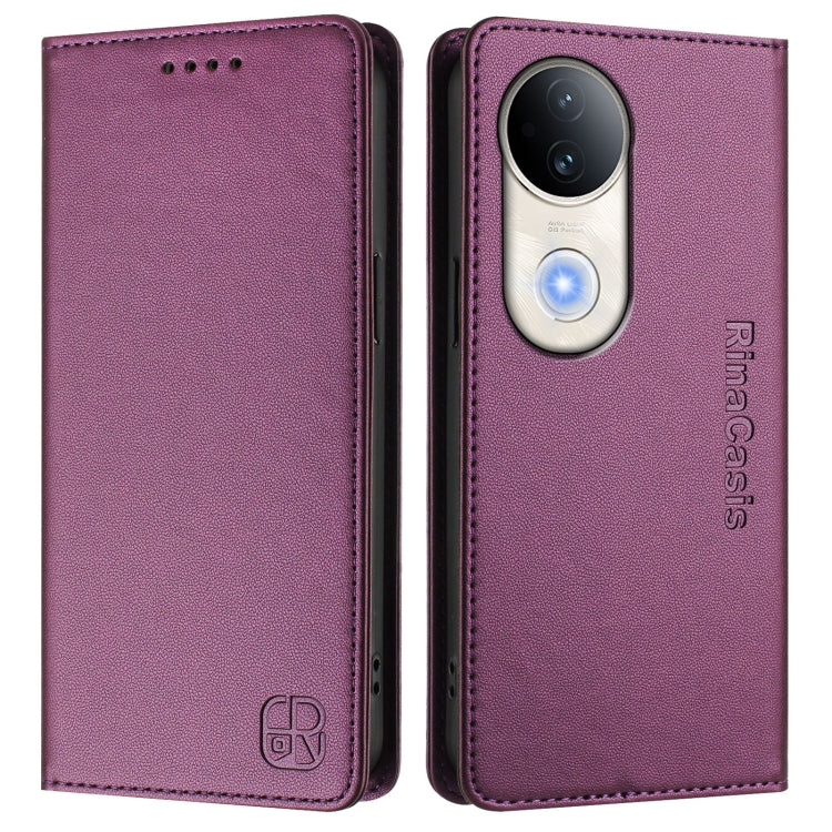 For vivo S20 5G RC01 Dual-Folded Magnetic Suction RFID Leather Phone Case