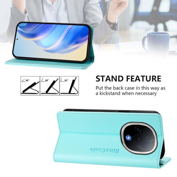 For vivo Y300 5G RC01 Dual-Folded Magnetic Suction RFID Leather Phone Case