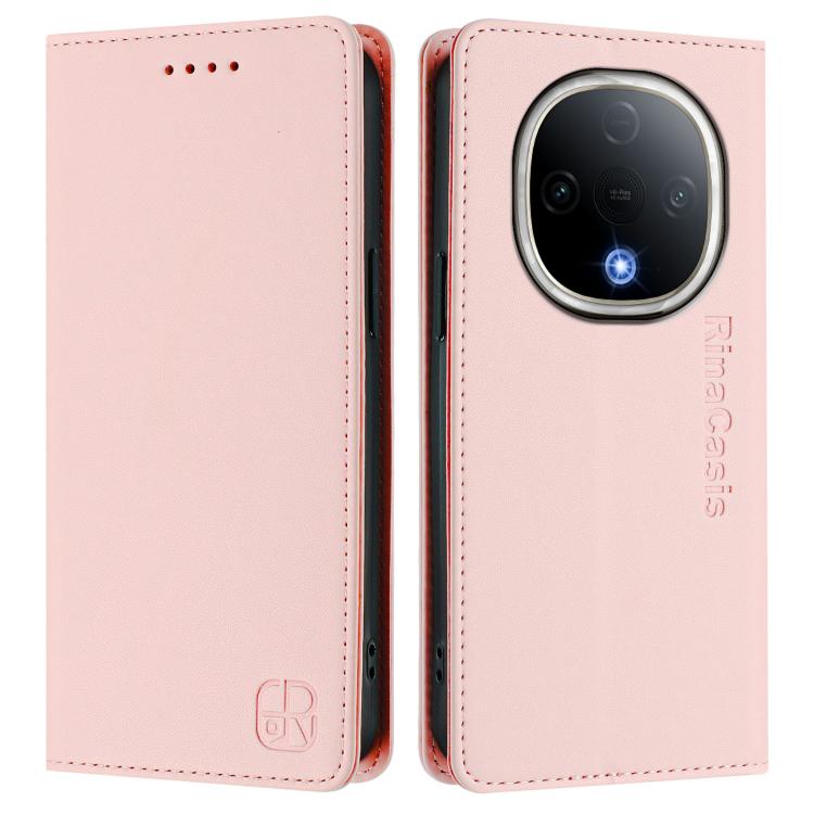 For vivo Y300 5G RC01 Dual-Folded Magnetic Suction RFID Leather Phone Case