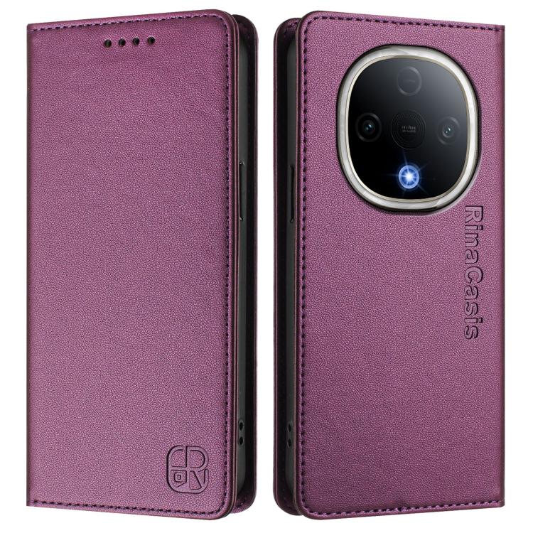 For vivo Y300 5G RC01 Dual-Folded Magnetic Suction RFID Leather Phone Case