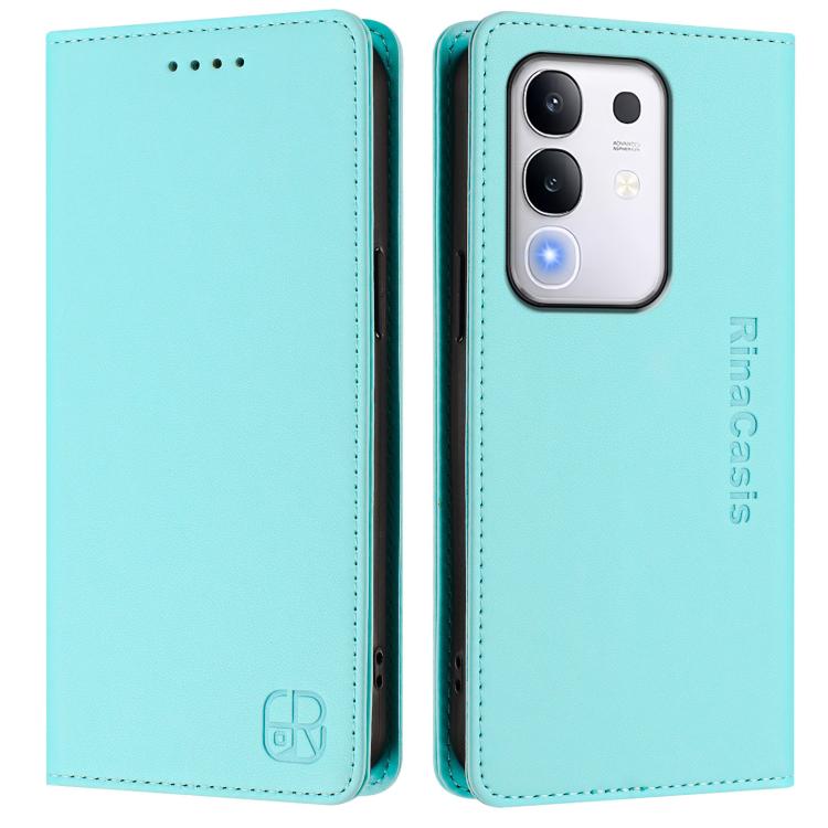 For vivo Y29 4G Global RC01 Dual-Folded Magnetic Suction RFID Leather Phone Case